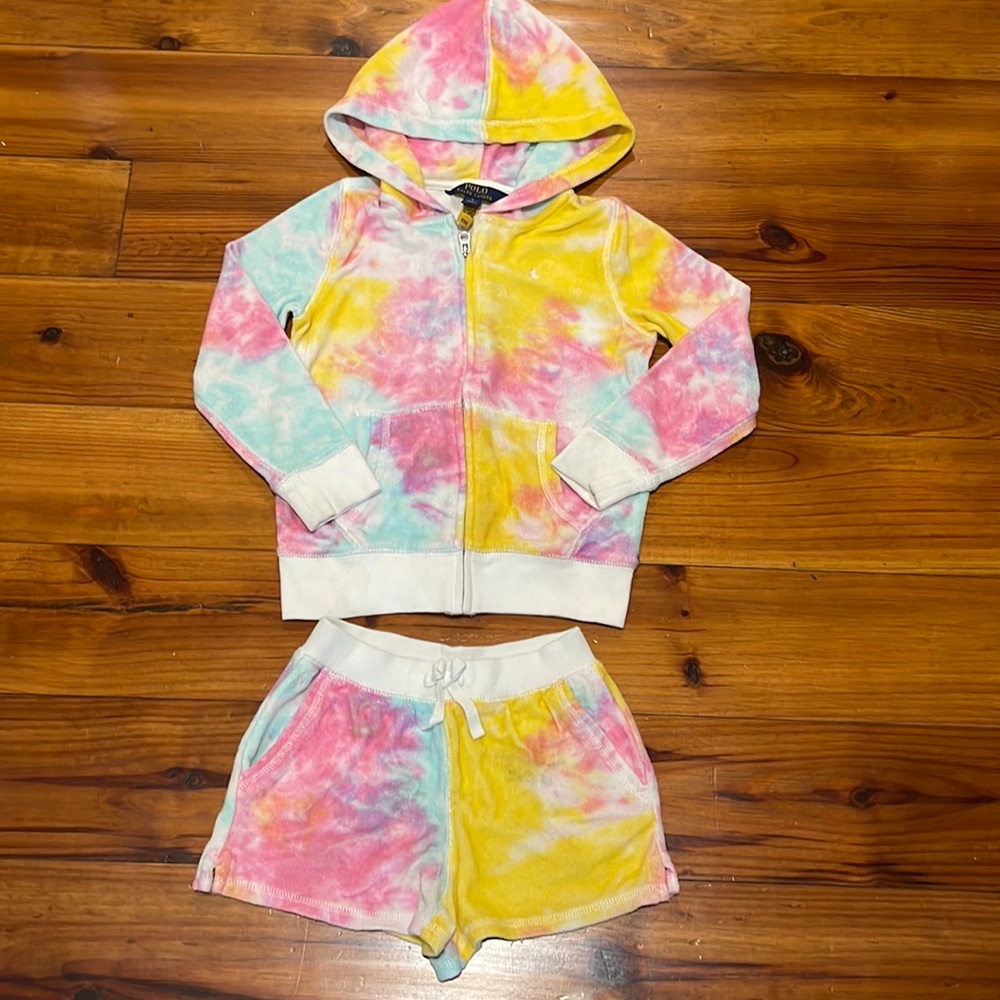 Polo by Ralph Lauren Girls Terry Tie Dye shirt and Hoodie Sz.5/6